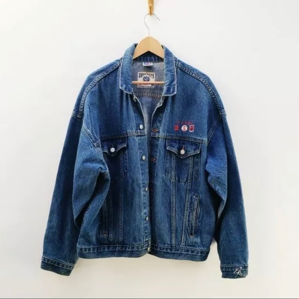 Vintage Brockum Pink Floyd Embroidered Jean Denim Jacket Large